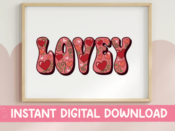 Lovey Valentine Groovy Lettering SVG for Graphics & Crafts