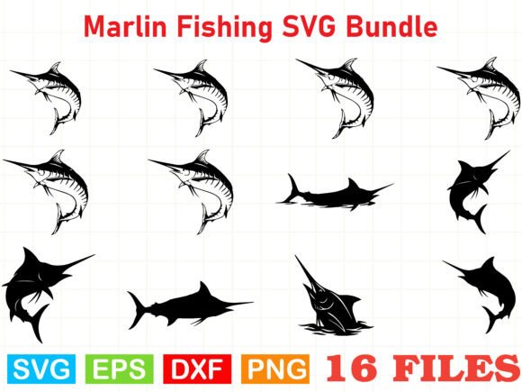 Marlin Fishing SVG Bundle for Editorial Graphics and Crafts