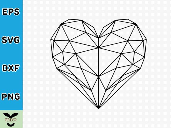 Polygonal and Geometric Heart Graphics for Crafts and Merch