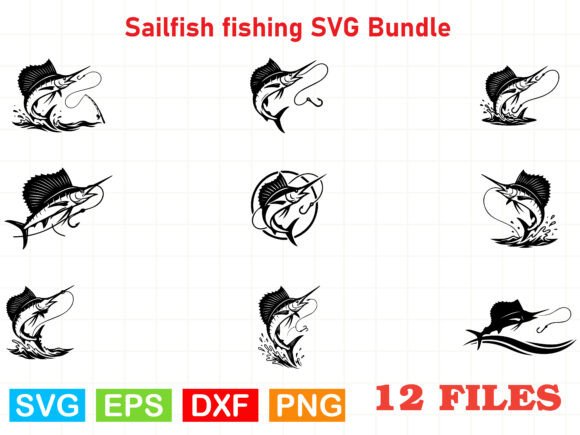 Sailfish Fishing SVG Bundle: Graphics for Coastal Craft Projects